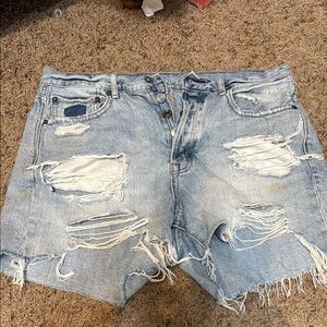 American Eagle Outfitters Light Blue Distressed Jean Shorts